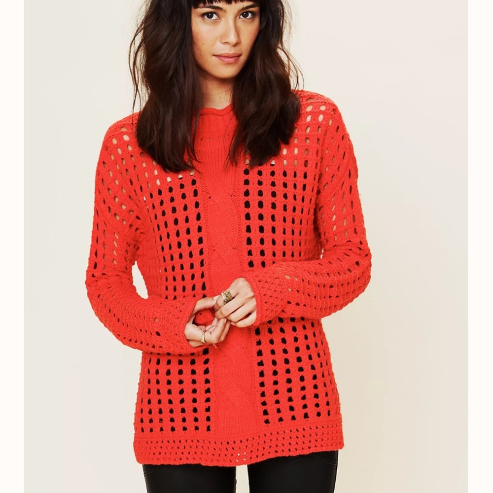 Free People Open stitch Cable Knit Pullover